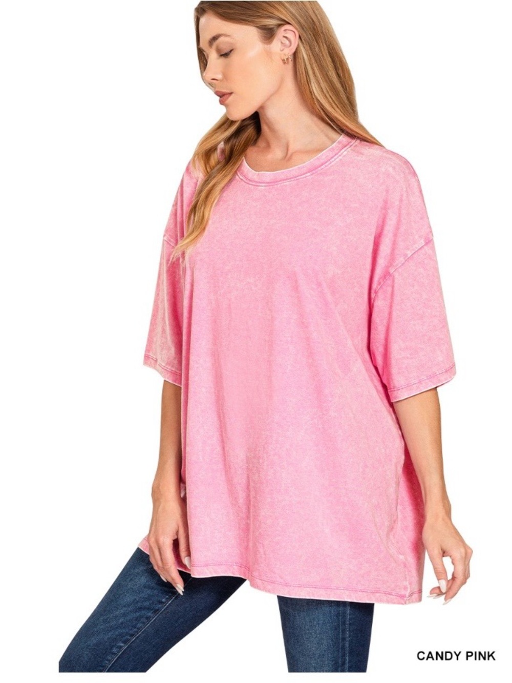 Zenana Outfitters Candy Pink Oversized Short Sleeve Tee